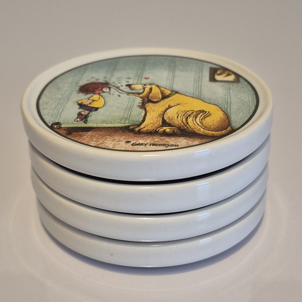 Vintage Gary Patterson Cartoon Dog Coasters Set - Picture 6 of 7